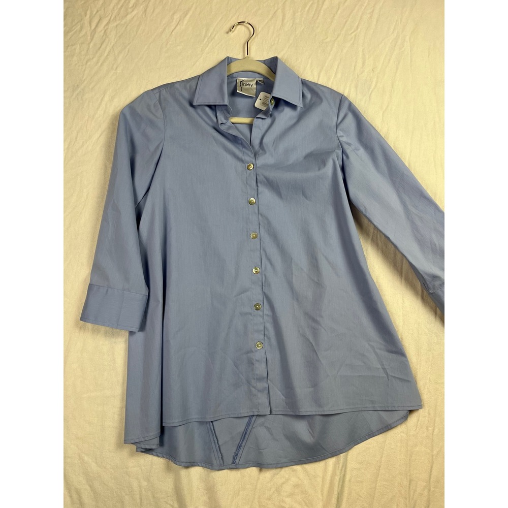 Finley Trapeze Sleeve Top Light Blue Button Down Blouse XS Made‎ in USA NEW